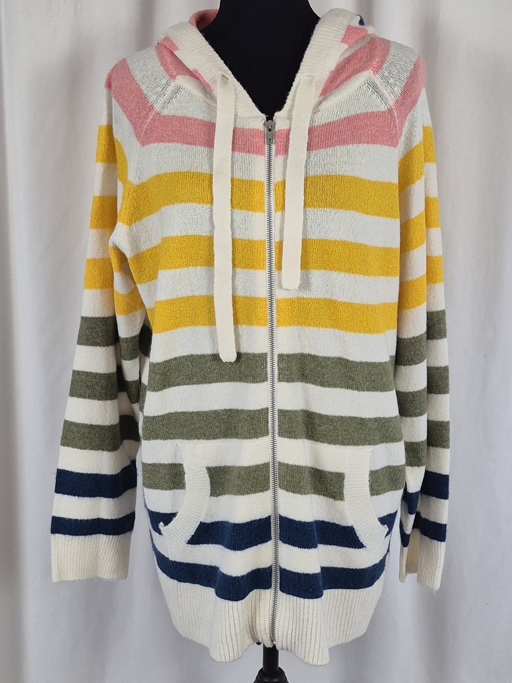 Torrid Striped Lightweight Full-Zip Hoodie Sweater w/ Pockets - Size 2 (18-20)